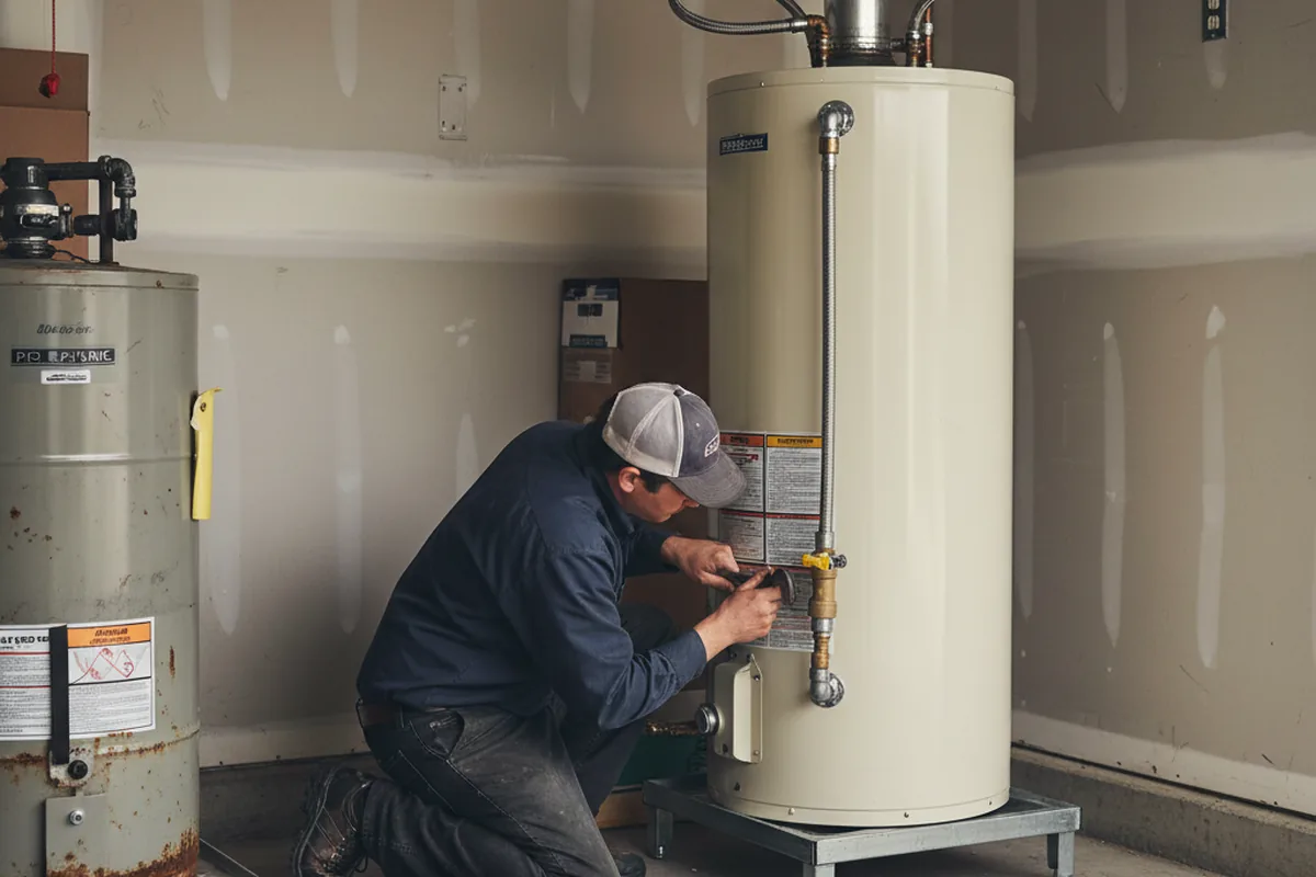 Water heater and shutoff valve replacement in Smock